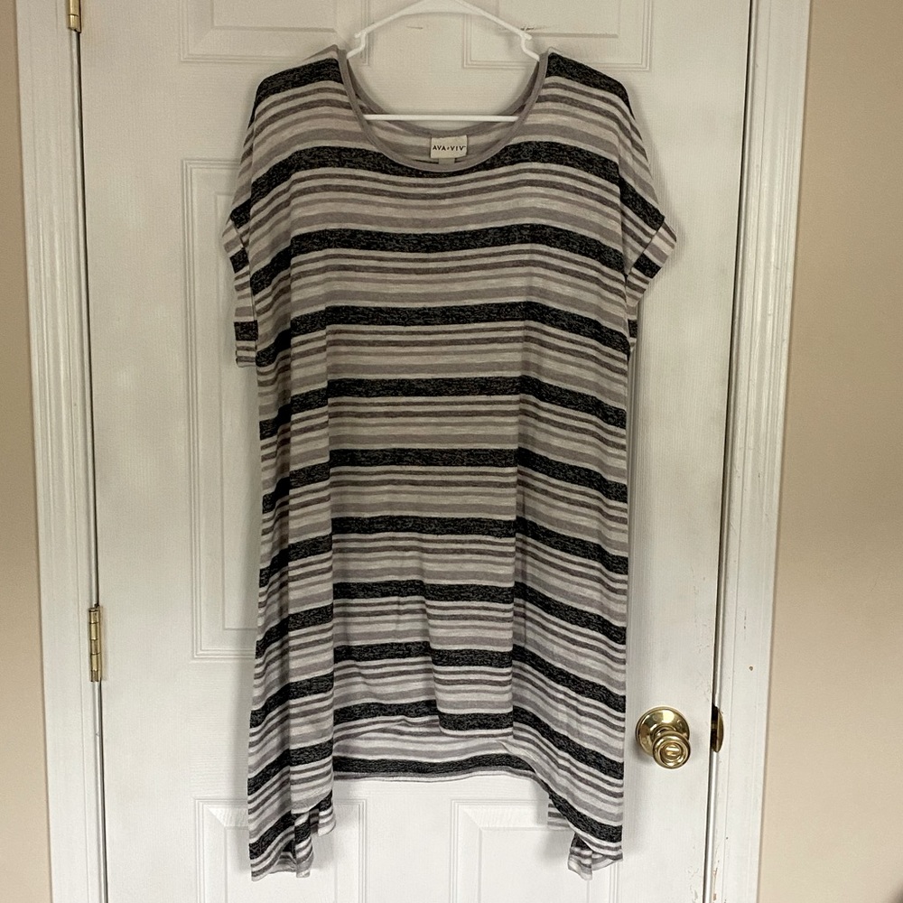 Black and Grey Striped Tunic